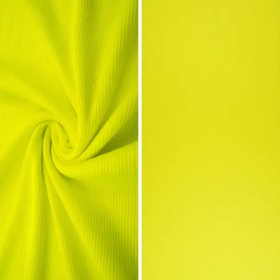 1 Yard 2x1 Solid Rib Knit Fabric, 54/56&Prime; Wide Polyester Spandex Blend NEON YELLOW {1}