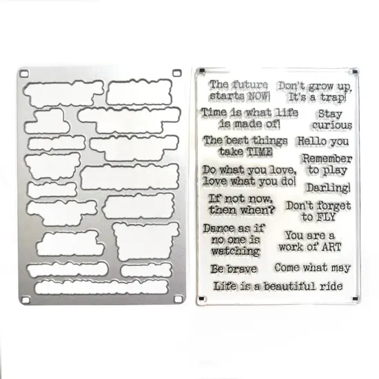 Elizabeth Craft Stamp And Die Set-Journal Phrases 4 {1}