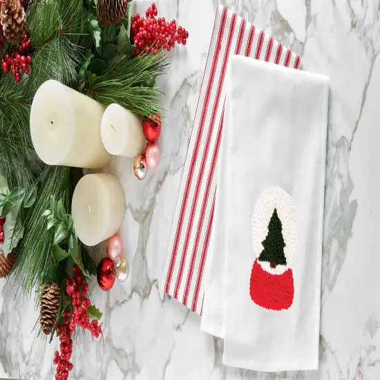 Snow Globe Tree French Knot Flour Sack Kitchen Towel {4}