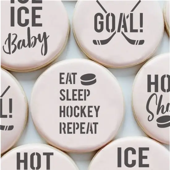 Ice Hockey Messages Cookie Stencil Set | Sports Cookie Stencil | DIY Stencil | Craft Stencil | Confection Couture | {3}