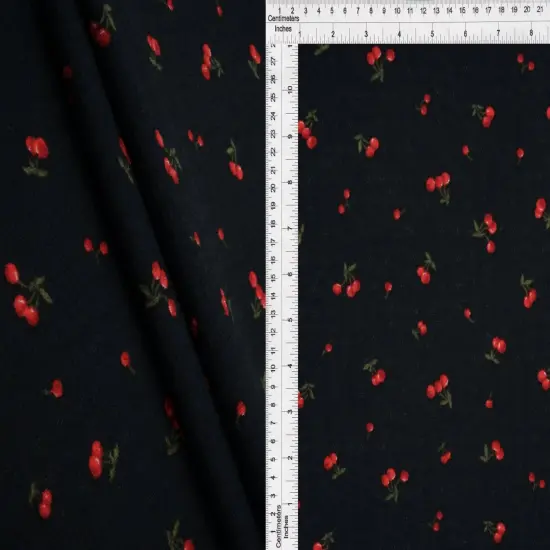 1 Yard Cotton Style Stretch Cherry Pointelle Print Fabric 61/63 Inches Wide SAGE {4}