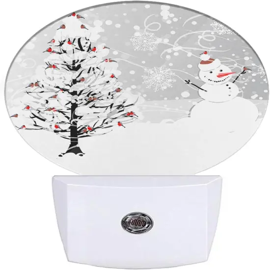 Snowman Night Light Winter Snowflakes Cardinals Birds {1}