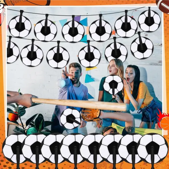 24 Pack Bulk Soccer Themed Paper Hand Fans Soccer Party Favors Decorations Decorative Folding Handheld Fans for Sport Team Gift Ball Birthday Party {2}