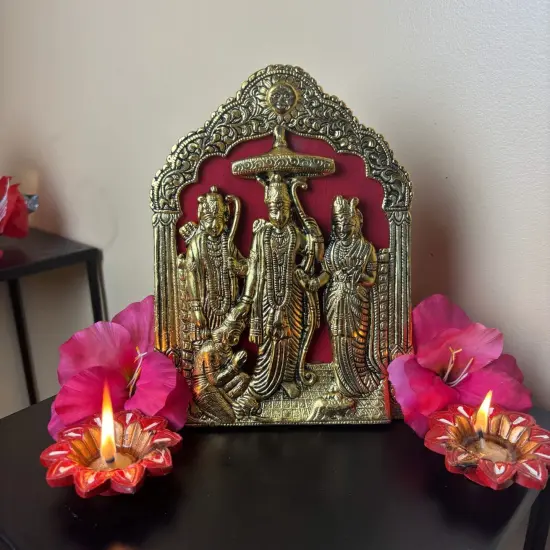 Ram Darbar Wall Hanging & Table Top Lord Rama Laxman Sita Hanuman Idol/statue for Pooja, Home Decor, Festivals, Diwali Gift Rama Idol Sculpture (alloy Metal Size 8.5 Inch) Silver {5}