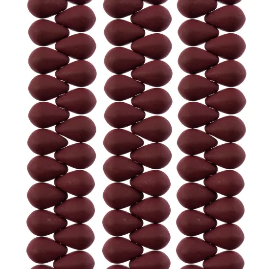 John Bead 114pcs 6x9mm Czech Glass White Alabaster Velvet Drop Bead Strands Maroon Brown {1}