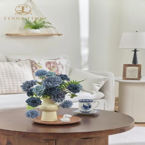 Artificial Dusty Blue Flowers Floral Arrangements {3}
