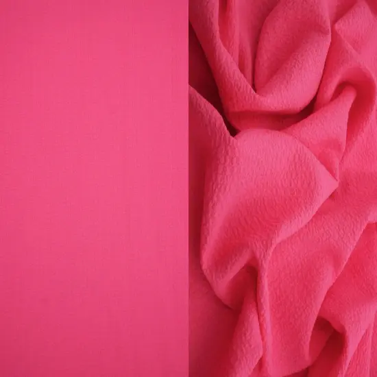 1 Yard Solid Popcorn Woven Fabric, 56/57&Prime; Wide Polyester Spandex Blend PINK HOT {1}