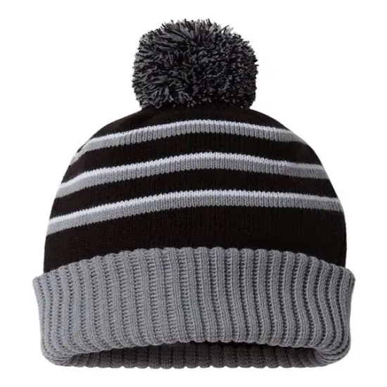 Richardson&reg; Pom Cuffed Beanie Cardinal/Black/White {5}