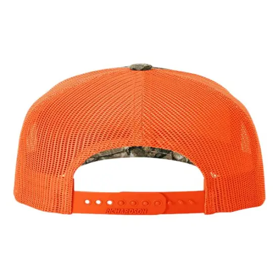 Richardson&reg; Five-Panel Printed Trucker Cap Rea Edge/Neon Orange {2}