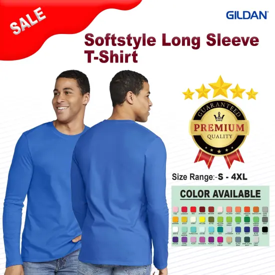 Gildan&reg; Softstyle Crewneck Long Sleeve T-Shirt Black {2}