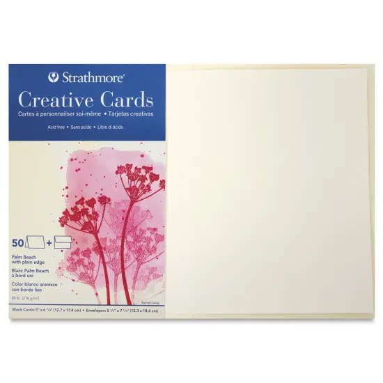 Strathmore Creative Cards and Envelopes - Full Size, Palm Beach White with Plain Edge, Pkg of 50 {1}