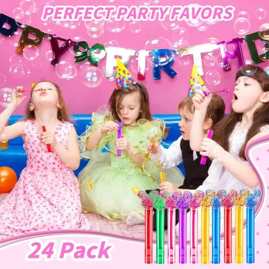 24PCS Glitter Mouse Ear Bubble Wands for Mouse Theme {4}