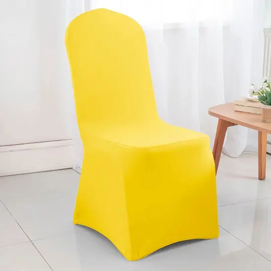 Canary Yellow Spandex Banquet Chair Cover with Snug Fit for Events and Parties {3}