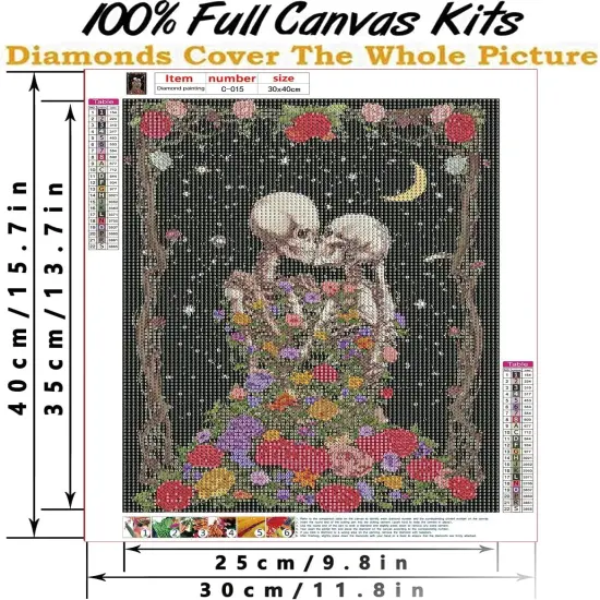Diamond Painting Kits for Adults - Skeleton skeleton DIY 5D Diamond Art Kits Full Drill Diamond Dots Paintings with Diamonds Gem Art and Crafts Home Decor 12x16inch {4}