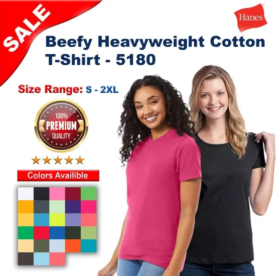 Hanes&reg; Beefy Heavyweight Cotton Short Sleeve Crewneck T-Shirt Carolina Blue {2}