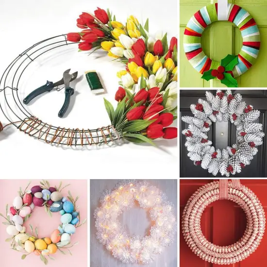 6 Pack Metal Wreath Frame - 16 Inch Wreath Form with 6 Adhesive Hooks and 38 Yard Paddle Wire for Crafts {4}