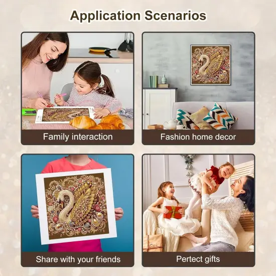 Diamond Painting Kits for Adults Swan, 5D Special Shape Diamond Art Kits for Beginners, Crystal Rhinestones Diamond Painting for Home Wall Decoration Gift 12&times;12inch, Animal {4}