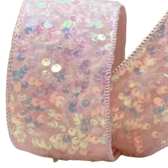 2.5" Sequin Sugar Plum Ribbon: Iridescent Pink (10 Yards) {4}