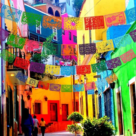 4pcs Mexican Fiesta Party Felt Banner(11.8 * 7.9 inch) Cinco de Mayo Fiesta Banner Dia De Los Muertos Day of The Dead Fiesta Papel Picado Hanging Banner Party Decorations 4 Different Designs {5}