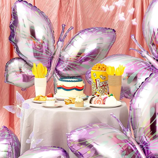 12 Pcs 40 Inch Butterfly Balloon Butterfly Foil Balloon Colorful Party Balloons Giant Butterfly Birthday Decorations for Butterfly Theme Birthday Party Wedding Supplies (Purple Gradient) {5}