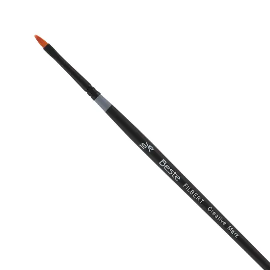 Creative Mark Beste Golden Taklon Filbert, #6 Artist Paint Brush, Professional Watercolor Brushes, For Acrylic Painting, Short Handle, Sharp Edges, Hand-Tied & Shaped {1}