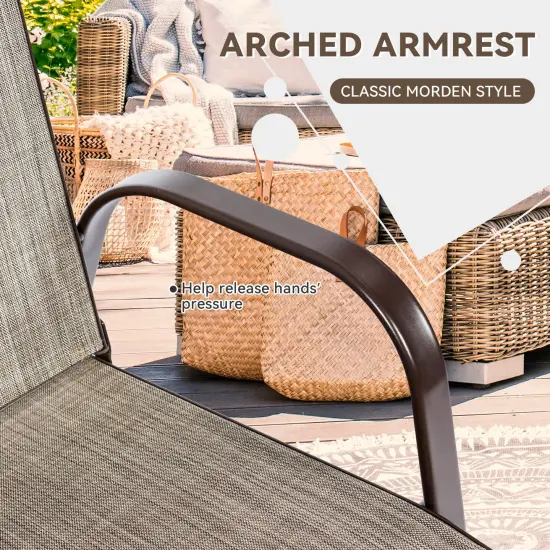 2 Pieces Patio Outdoor Dining Chairs with Powder Coated Steel Frame Grey {5}