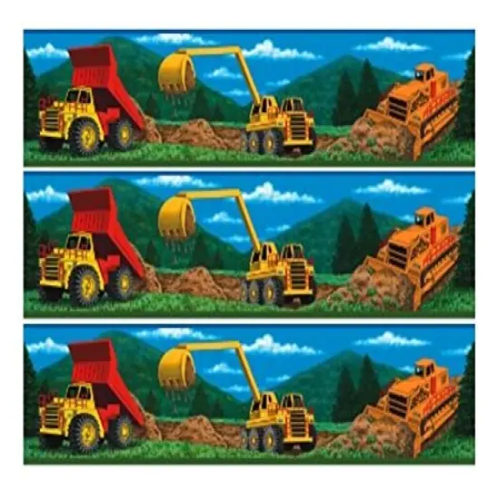 Construction Equipment Trucks cake Edible Icing Image border strips (3 Strips) {1}