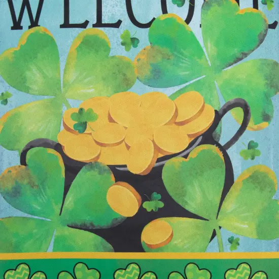 Northlight Pot of Gold "Welcome" St. Patrick's Day Outdoor Garden Flag - 12.5" x 18" Green {5}