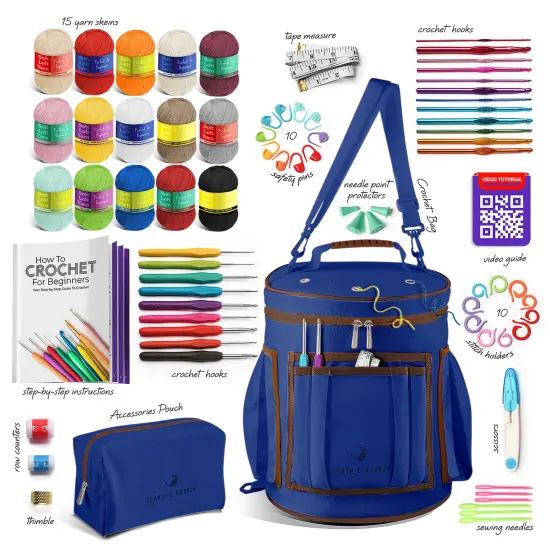 Hearth & Harbor Crochet Bag Organizer Kit Royal blue {2}