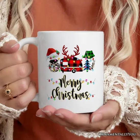 Camp Buffalo Plaid Christmas Mug, Camping Friends Gift {2}