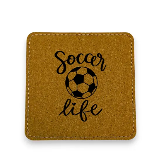Coaster - Soccer Life - SET OF 2 - Leather or Stitched Cork Stitched Cork/Black {1}
