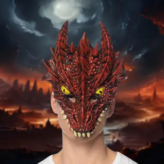 Supersoft Red Dragon Adult Costume Mask {4}