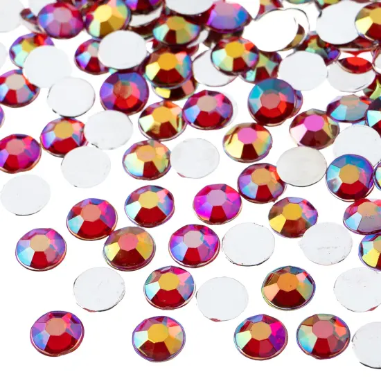 John Bead 8mm (SS39) Round Acrylic Flat Back Rhinestones, 1000pcs Red AB {1}