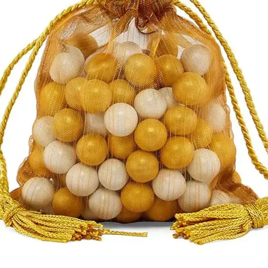 Brushed Organza Pouch with Tassels 3 1/2" x 5" Gold {5}