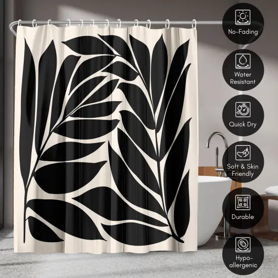 Black Seagrass Shapes by Modern Tropical Shower Curtain 71" x 74" {4}