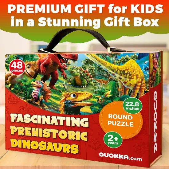 48 Pcs Round Giant Puzzles for Kids Ages 4-6 | Dino {2}