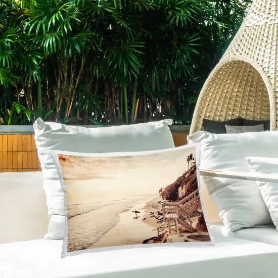 Sunset & Surf Landscape Outdoor Printed Pillow Design by Sisi and Seb, 14 x 7 x 20 {2}