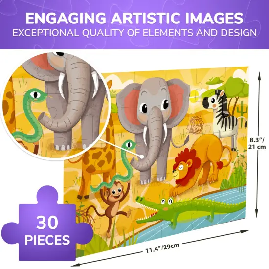 30 Pcs Jigsaw Puzzles for Kids | Africa Animals {3}