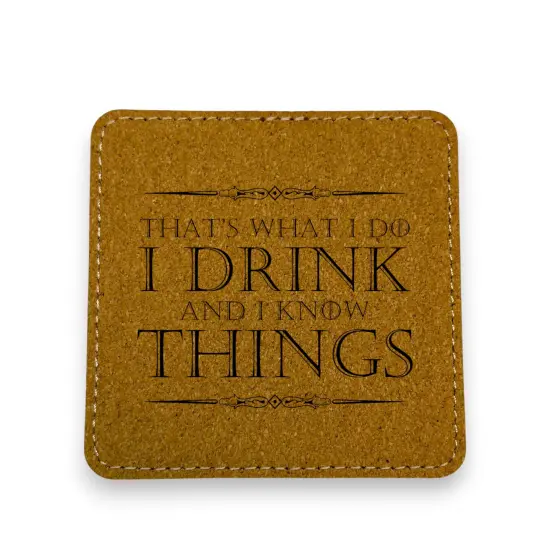 Coaster - Thats what i do - SET OF 2 - Leather or Stitched Cork Dark Brown/Black {4}