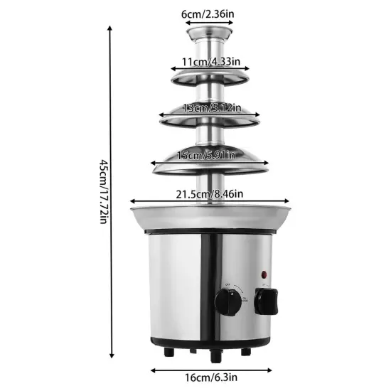 4 Tier Stainless Steel Luxury Hot Chocolate Cream Fondue Fountain Party Wedding {3}