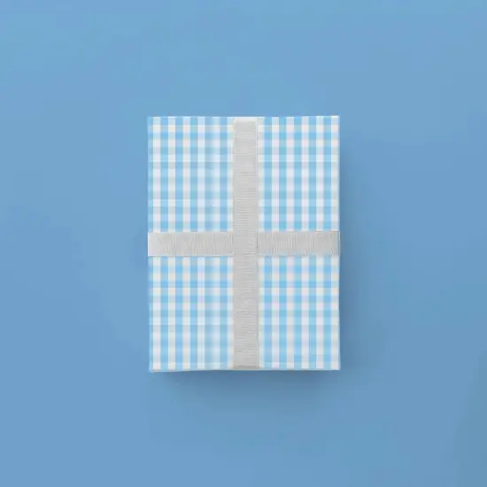Light Blue Vintage Gingham Gift Wrap {1}