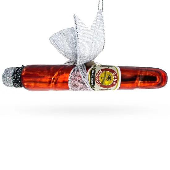 Premium Cigar with Box Glass Christmas Ornament {1}