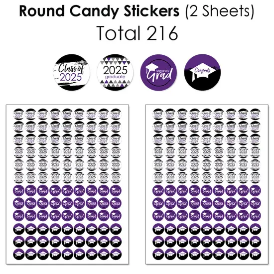 Big Dot of Happiness 2025 Purple Graduation Party Candy Favor Sticker Kit - 304 Pieces {6}