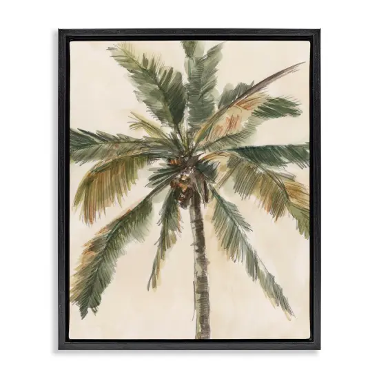 Stupell Industries Palm Tree on Beige Framed Floater Canvas Wall Art Design by Ethan Harper {7}