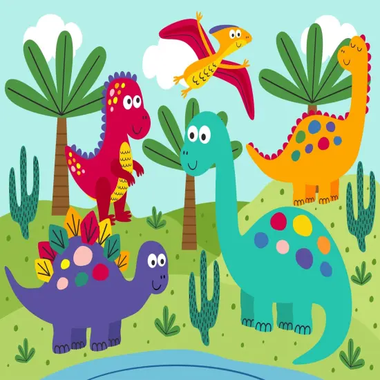 Cartoon Dinosaurs Edible Cake Topper {1}