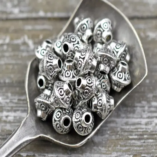 *100* 6mm Antique Silver Bicone Spacer Beads {2}