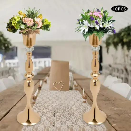 10 Gold Wedding Centerpieces Flower Vase Candle Holder Table Retro Home Decor {3}