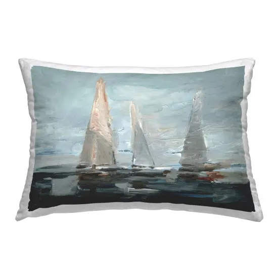 Painterly Sailboat Trio Decorative Printed Throw Pillow Design by Ethan Harper, 14 x 7 x 20 {1}