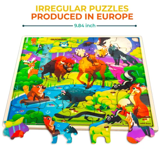 28 Pieces Wooden Puzzles for Kids | Wild Animals {2}