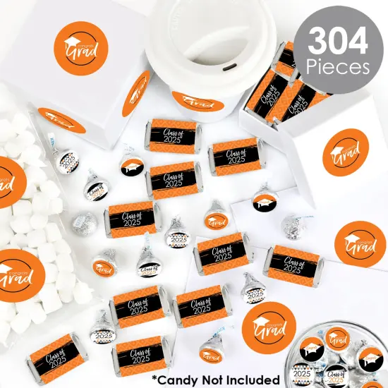 Big Dot of Happiness 2025 Orange Graduation Party Candy Favor Sticker Kit - 304 Pieces {3}